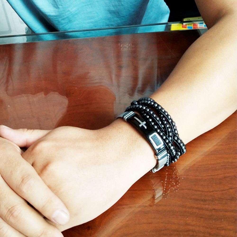 Stainless Steel Religious Bracelet Waterproof Fashion Bracelet Cross Bangles  Daily Use