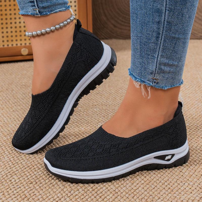 Atmungsaktive Slip-On Flache Schuhe für Damen mit Weicher Sohle - Ganzjahres Leichte Sneaker Geeignet zum Gehen, Täglichen Pendeln, Bequeme Freizeitschuhe