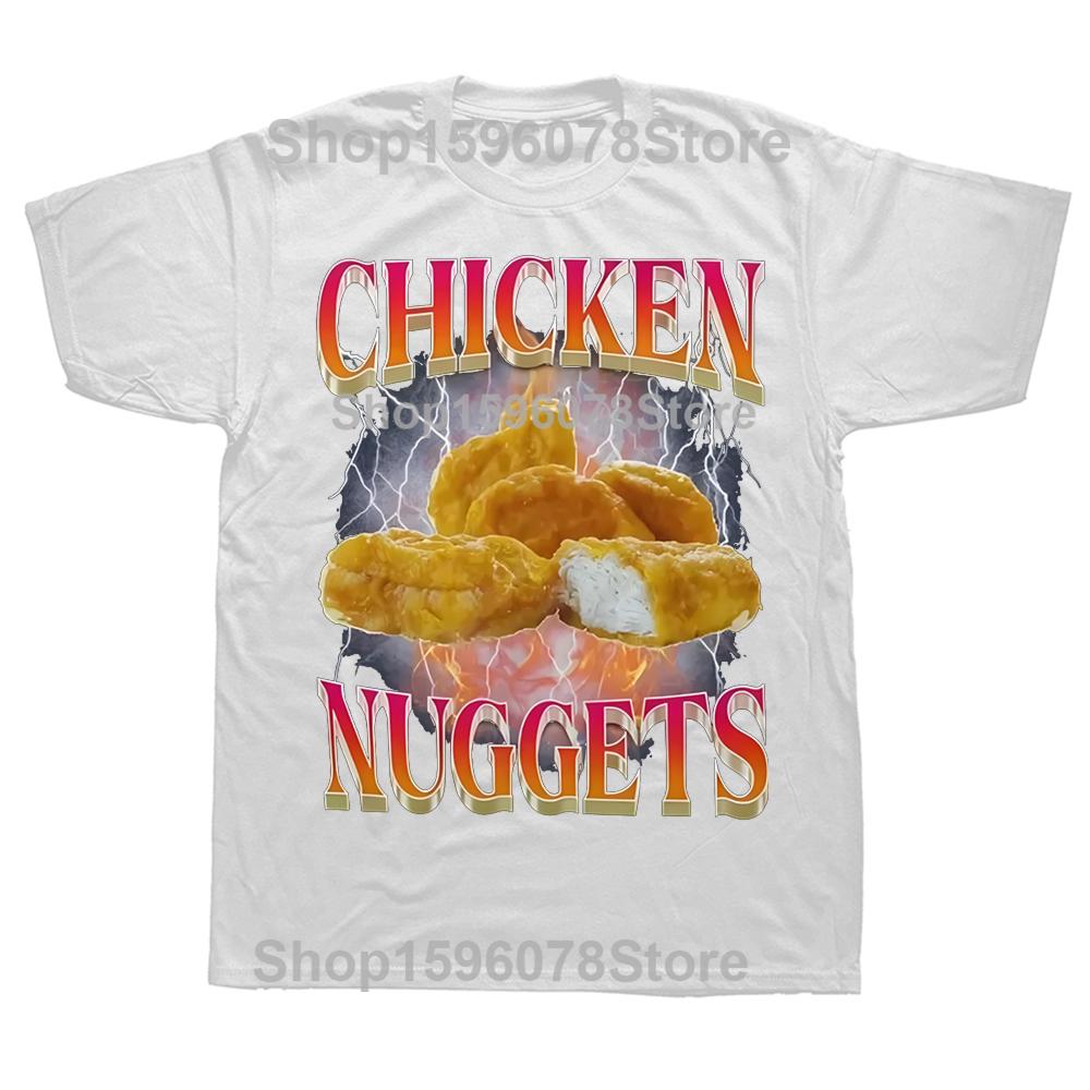 Funny Chicken Nuggets Retro Style Meme Graphic T Shirts for Unisex and Women Hip Hop Gothic T Shirts Comfy Tops Graphic T Shirts