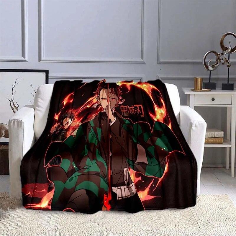 Anime Demon Slayer Decke, superweich, warm, Flanell-Überwurf, Picknickdecke, Decken für Betten, Picknickdecke