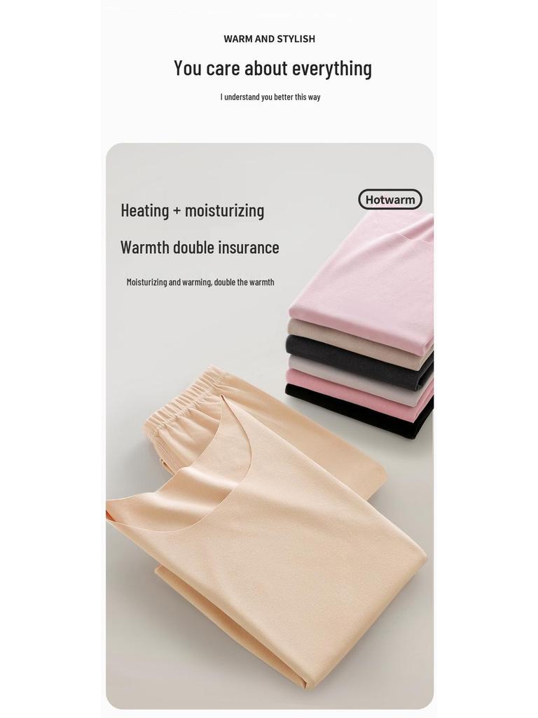 Velvet Women's Seamless Thermal Fleece-Lined Underwear Set for Autumn Winter