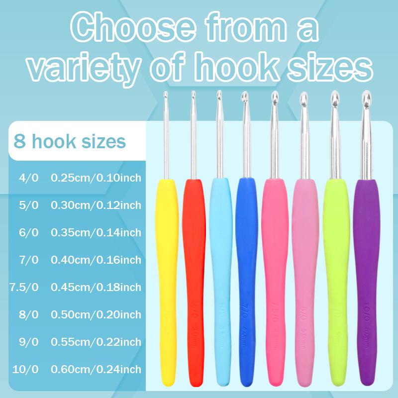 8pc/set candy color crochet hook kit, durable cute knitting needles, ideal for DIY hand weaving sweater & creative art project