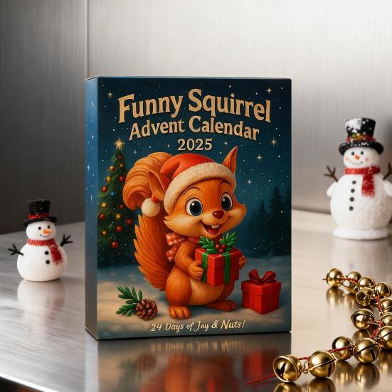 Yousheng Veverka Adventní kalendář 2025 24denní vánoční odpočítávací kalendář s 24 2D akrylovými ozdobami veverek pro sváteční výzdobu stromku