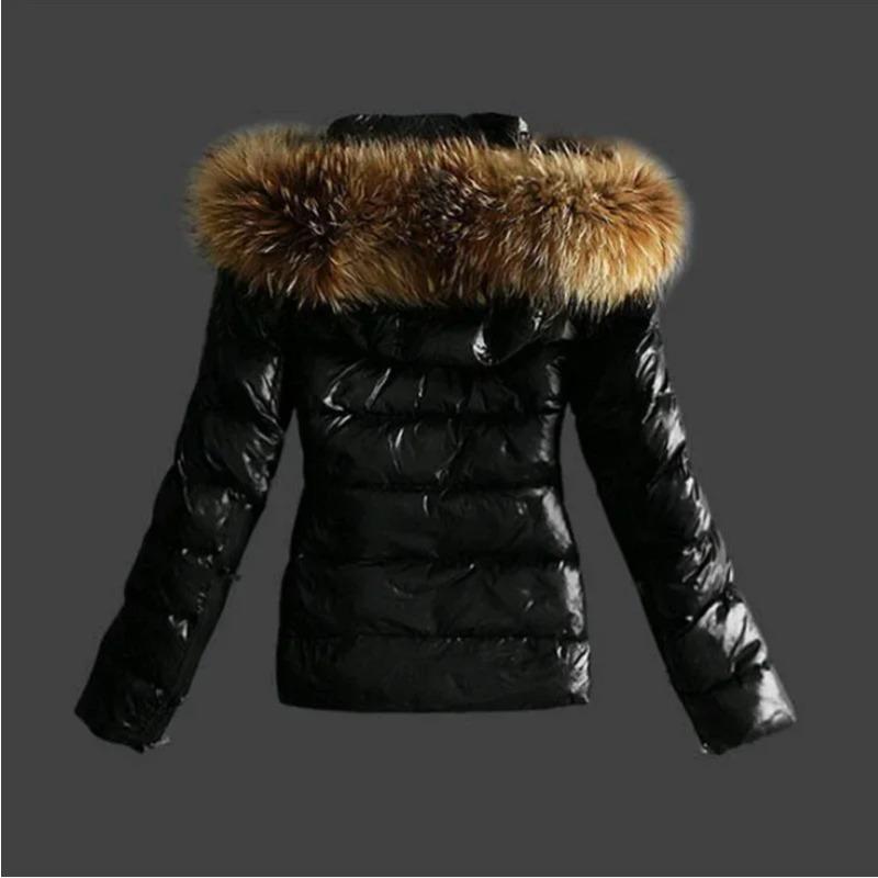 Giacca invernale da donna, nuova moda casual slim in cotone con collo in pelliccia sintetica e cappuccio, calda giacca con cappuccio in pelle PU con cerniera