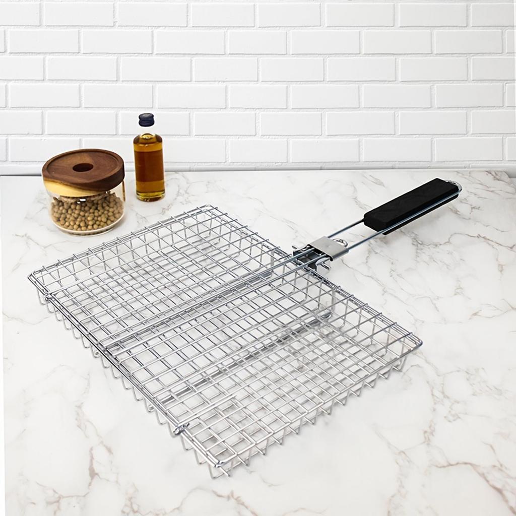 Foldable Detachable Handle Grills Basket 32cm Nonrust Steel For Family Camping Picnics Safe Heat Resistant Design