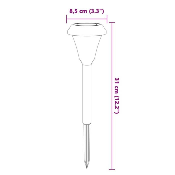 VidaXL Lampes solaires d'allées et piquets de sol 12 pcs blanc, éclairage solaire d'allée, lampe solaire de jardin, 4008192