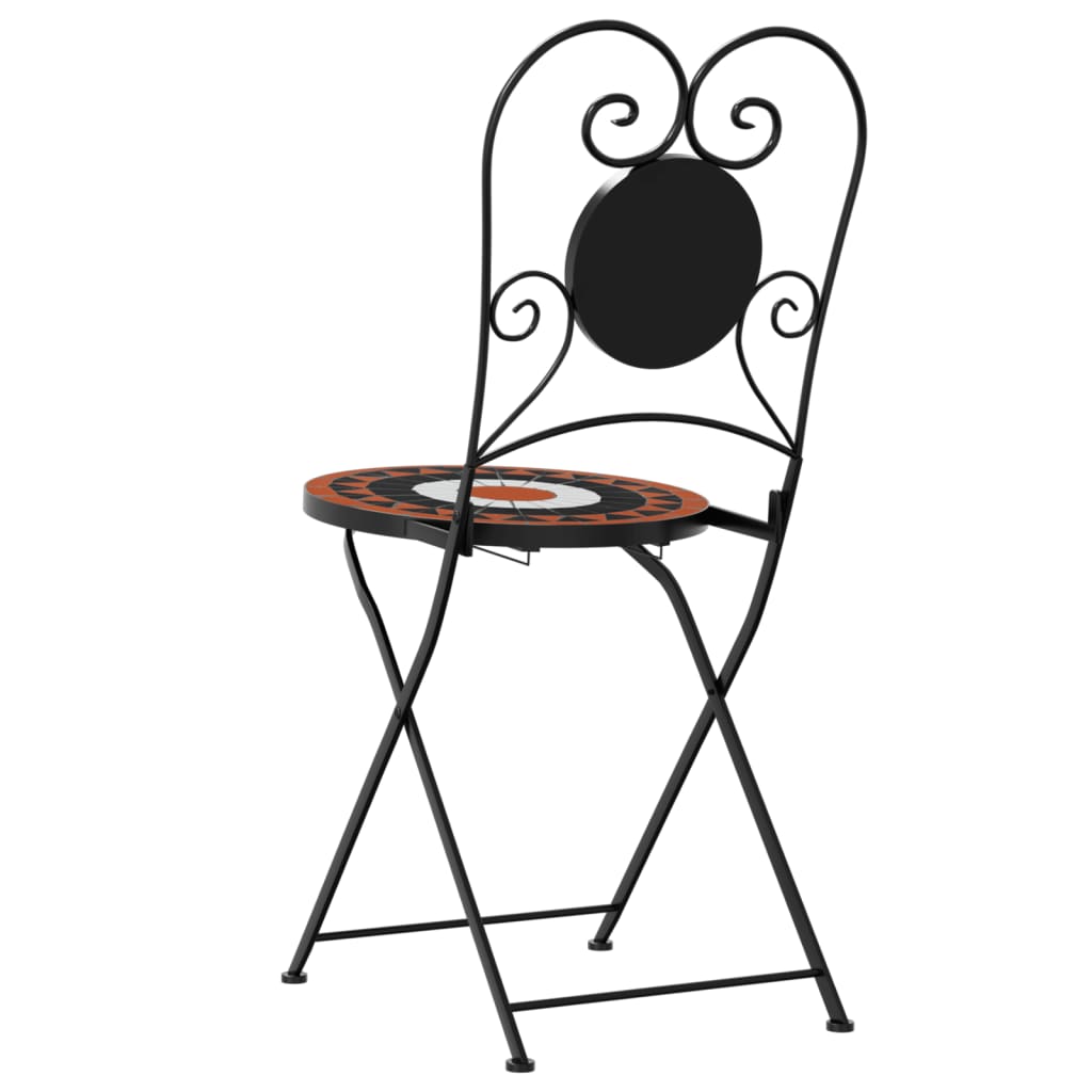 Vidaxl Składane Krzesła Bistro, 2 Szt,. Terakotowo-Białe, Ceramiczne