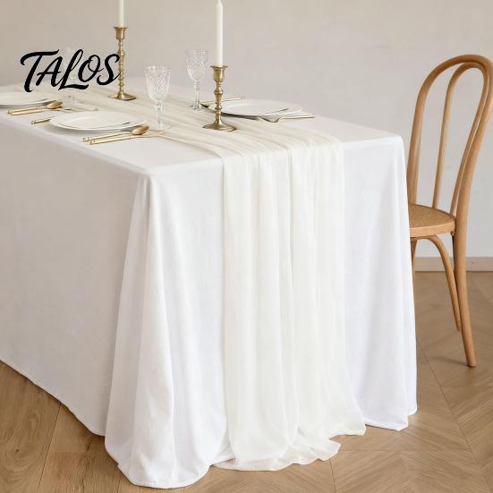 Anspruchsvolle Tischdekoration Durchsichtiger Fließender Läufer, Chiffon Hochzeit Elegant Einfarbig Esszimmerläufer für Zuhause Brautparty Dekorativ