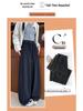 Women's High Waist Gray Striped Wide-Leg Pants - Early Spring 2026 Casual, Slimming, Relaxed Fit