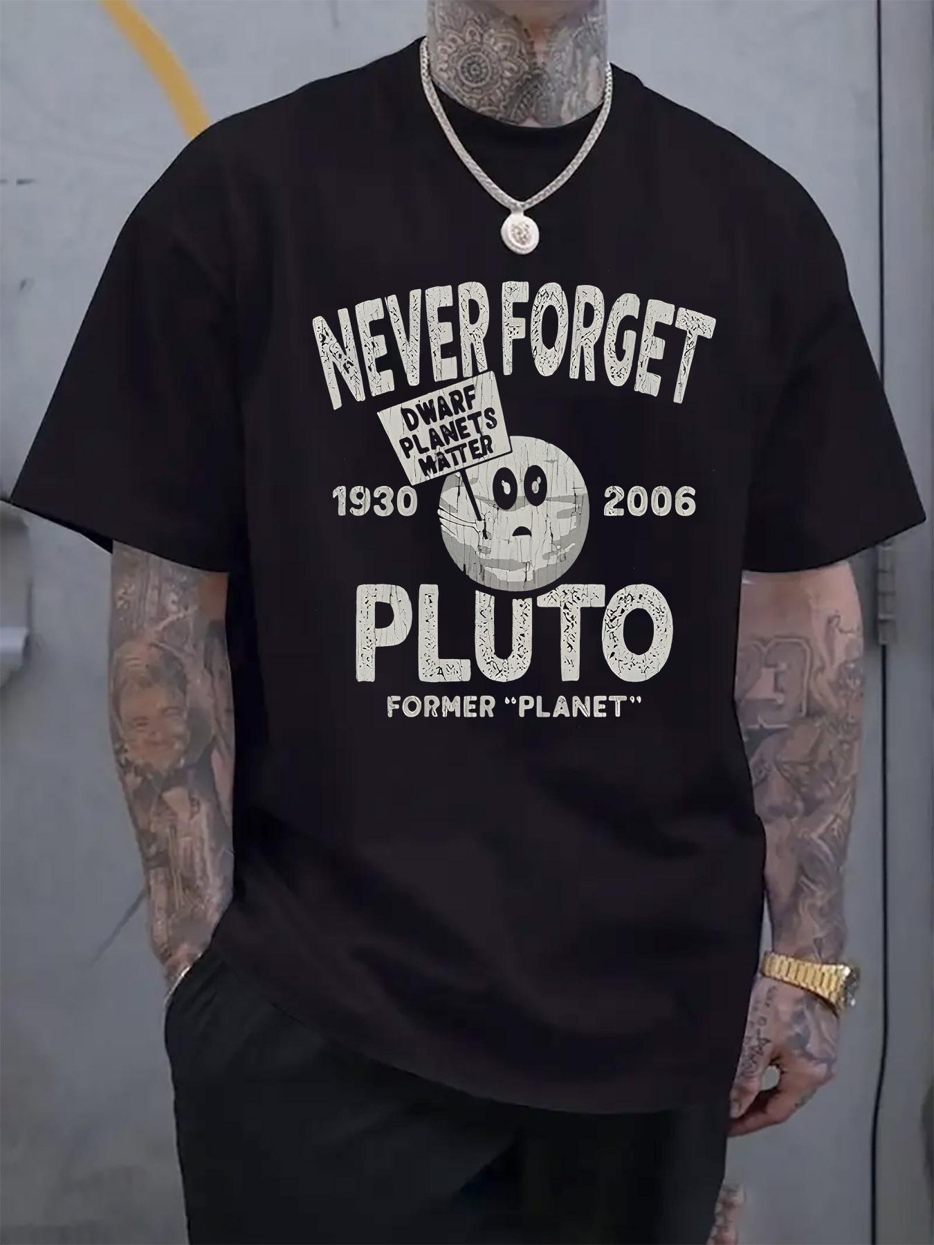 Pluto Graphic Print Short Sleeve Tshirt - Retro Space Theme XXXL