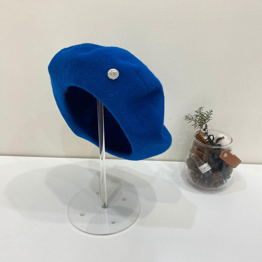 Women's High-Quality Wool Beret: Buttoned, Retro Style, Solid Color, Versatile Hat for Autumn and Winter