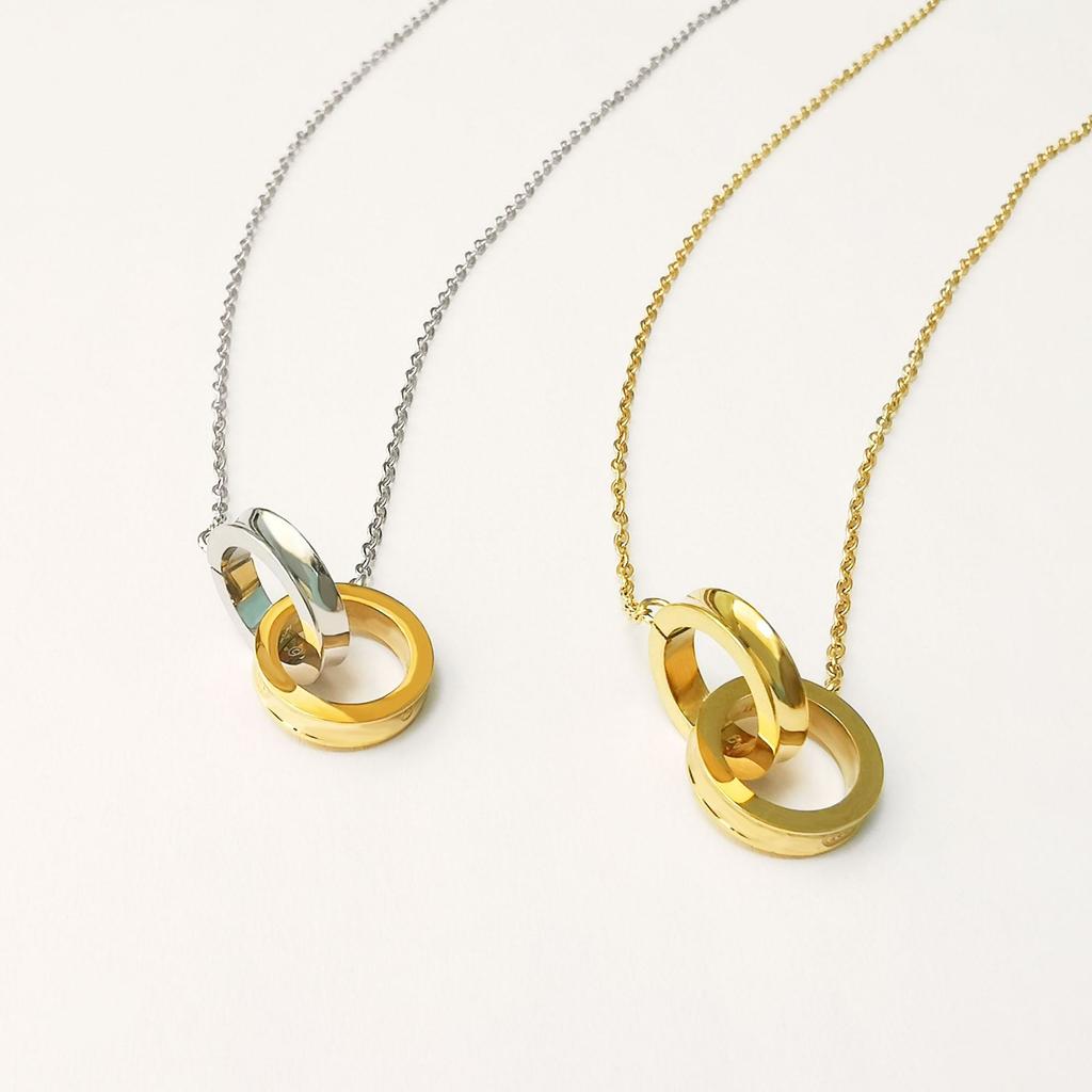 2026 Classic Double Ring Necklace, Double T Necklace Vacuum, Just Intercolor Pendant Simple and Fashionable