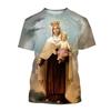 Hot Selling Virgin Mary 3D Printed T-shirt Personality Christianity Mother Of God Holy Child Tees Casual Short-sleeved T Shirt
