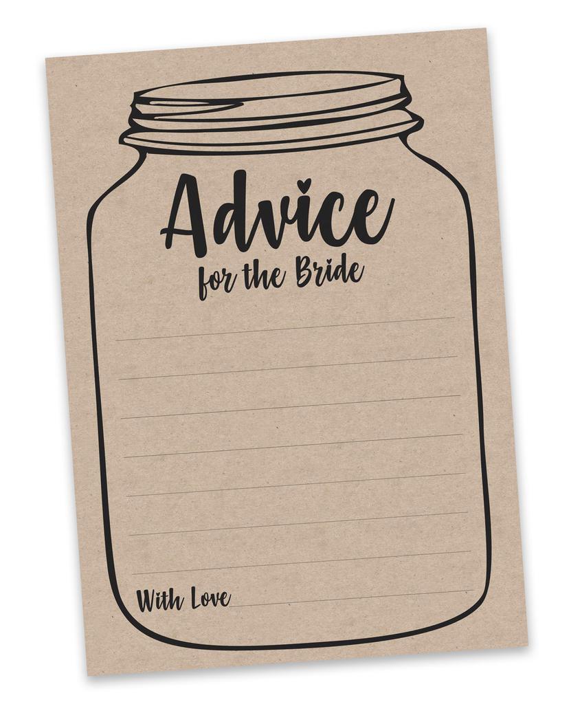 Inkdotpot Bridal Shower Games Advice For The Bride Set Of 50A  Rustic Kraft Mason JarA  Mad Libs Game