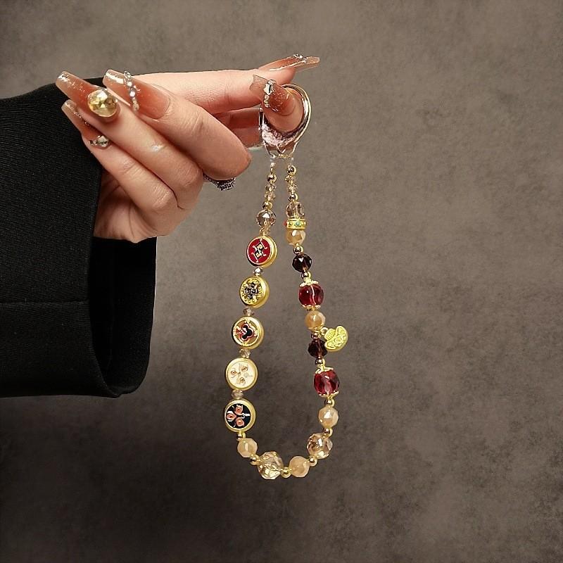 Classic Phone Lanyard With Water Crystal Beads For Men Women