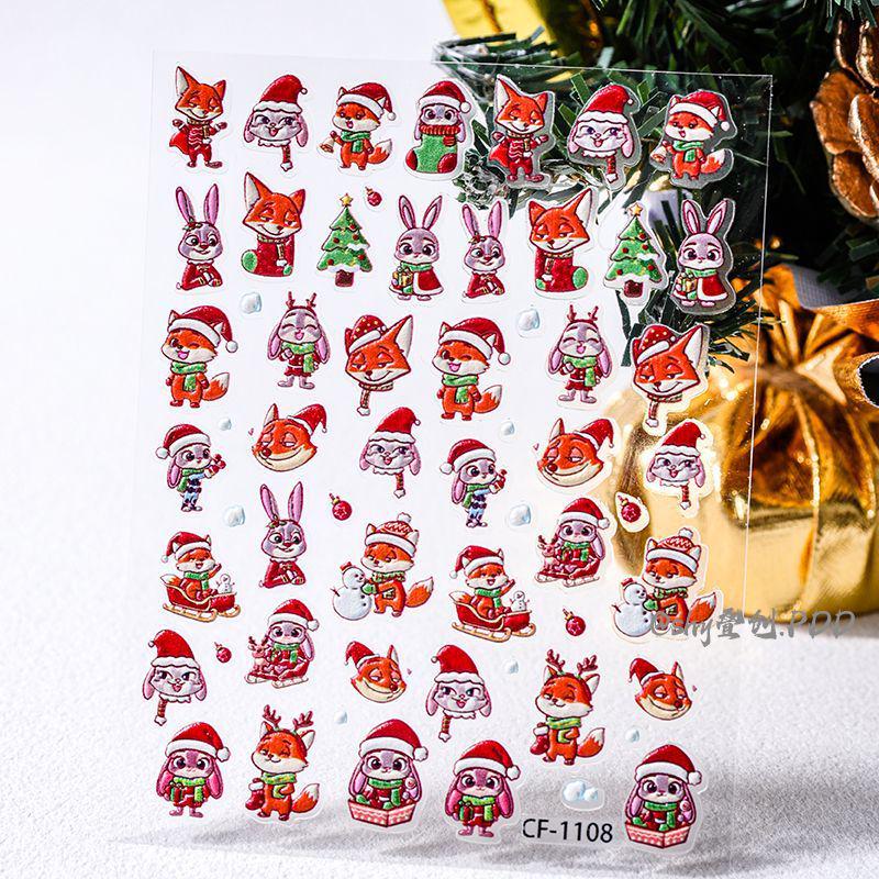 Cyansea Sanrio Christmas Nail Stickers: Hello Kitty & Shin-chan Snowflake Design, DIY Waterproof