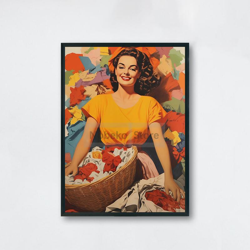 Vintage Funny Laundry Day Poster Retro Housewife Funny Prints Canvas Painting Wall Art Pictures Home Room Bathroom Decoration