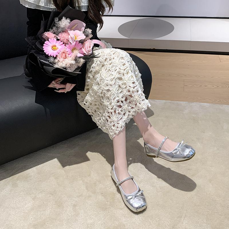 Mode 2025 Frühling Neue Schleife Damen Ballerinas Runde Zehenpartie Flache Damen Freizeitschuhe Weiches Leder Eelgante Kleiderschuhe