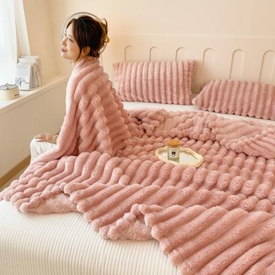 Plush Faux Rabbit Fur Throw Blanket Soft Warm for Sofa Car Nap All Season Cozy Home Decor Lightweight Reversible Fleece