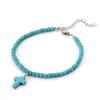 Bohemia Women Anklet Natural Red White Blue Howlite Stone Cross Foot Chain Adjustable Summer Beach Surfing Casual Accessories