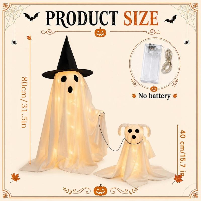 Figurine de Chien pour Halloween avec un Aspect Chaud Éclairé, Fonctionne à Piles, Accent d'Intérieur pour Étagère d'Entrée, Vitrine et Décoration de Fête à l'Intérieur