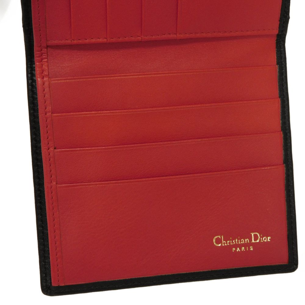 Used 10656 Trifold Wallet 7942, Old Style, Smooth Calfskin, Vintage, Old Red, Two-Tone CD Logo, Black, Unisex from