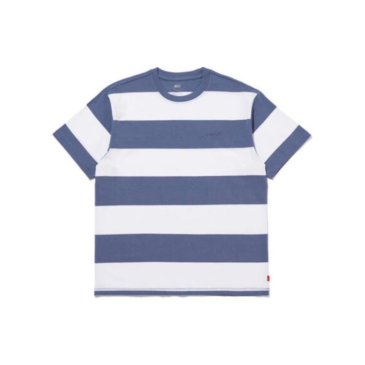 Levis Striped Vintage Crew Neck Short Sleeve T-Shirt Men Tops Blue A0637-0094