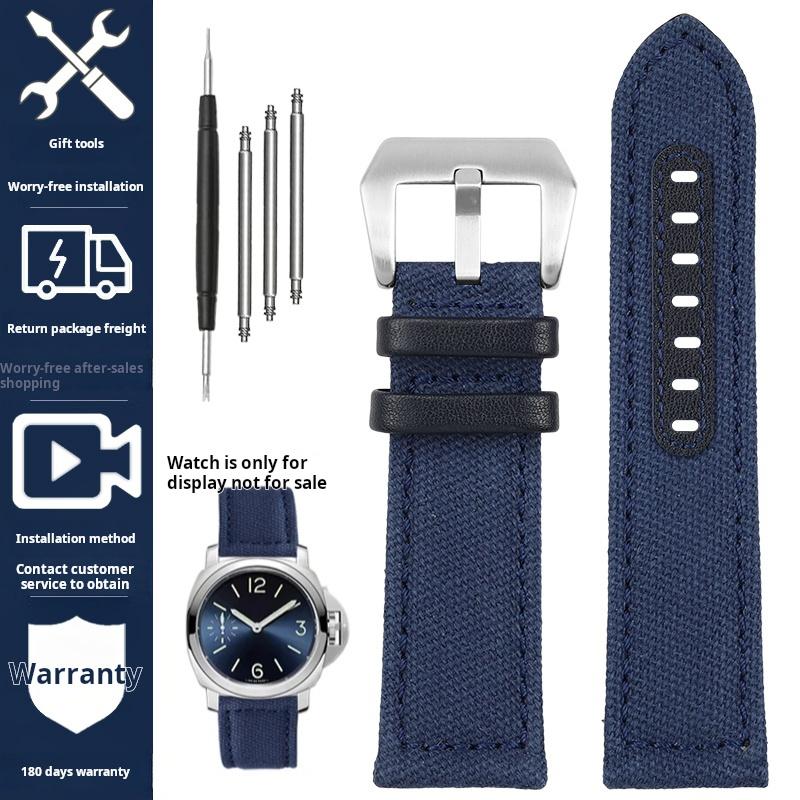 Voor Panerai PAM111 441 137 386 heren Horlogeband Nylon Canvas nylon Koeienhuid Horlogeband 20 22 24mm Roestvrijstalen Gesp Accessoires