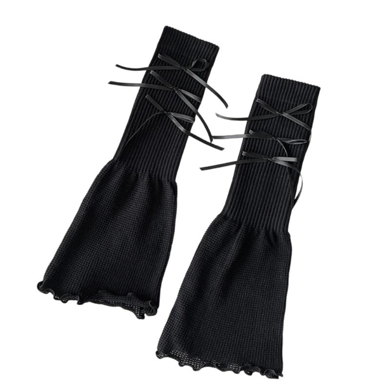 Middle Length Cotton Leg Warmers Decorative Bows Detail Leg Sleeve Socks For Winter Sports And Indoor Comfort