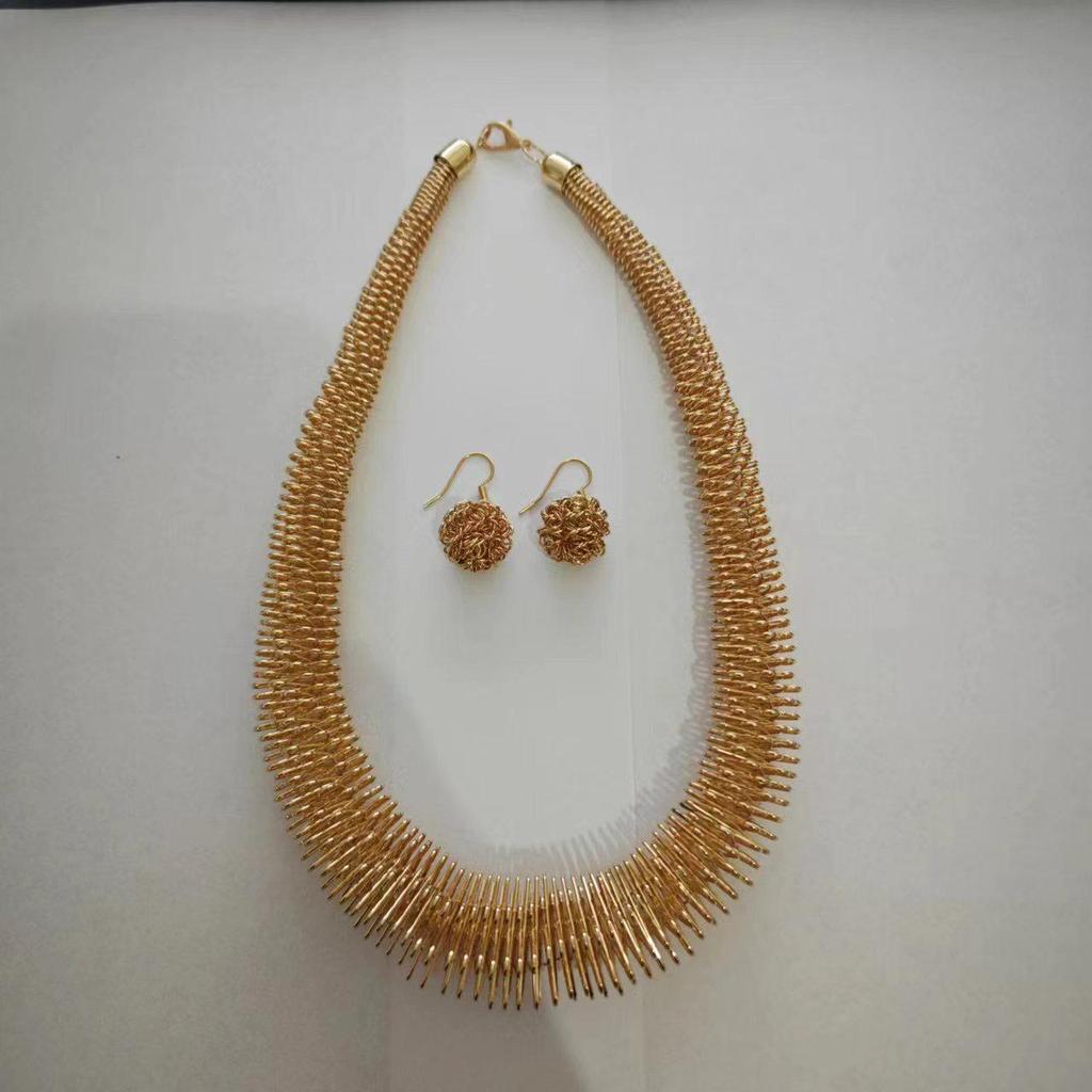 European & American Cross-Border African Punk Choker Necklace, Earrings, Bracelet, Ring Jewelry Set for Women