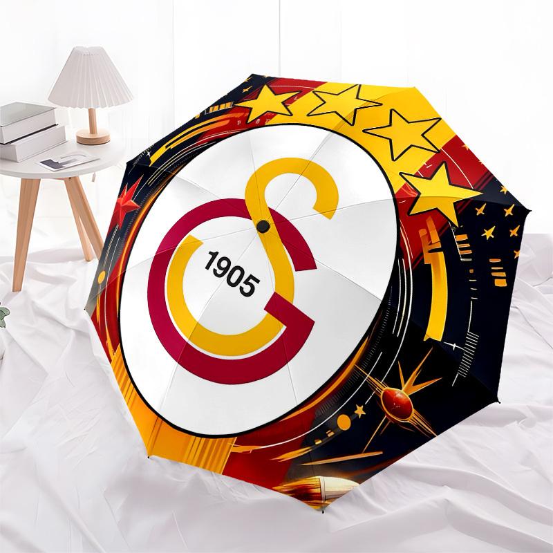 Galatasaray, Apertura e Chiusura Automatica del Logo, Struttura a 8 Stecche Ombrello Portatile, Adatto per Uomini e Donne in Tutte le Stagioni Regalo Perfetto