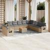 Vidaxl 12-Cz. Garden Furniture Set With Cushions, Beige, Poly Rattan