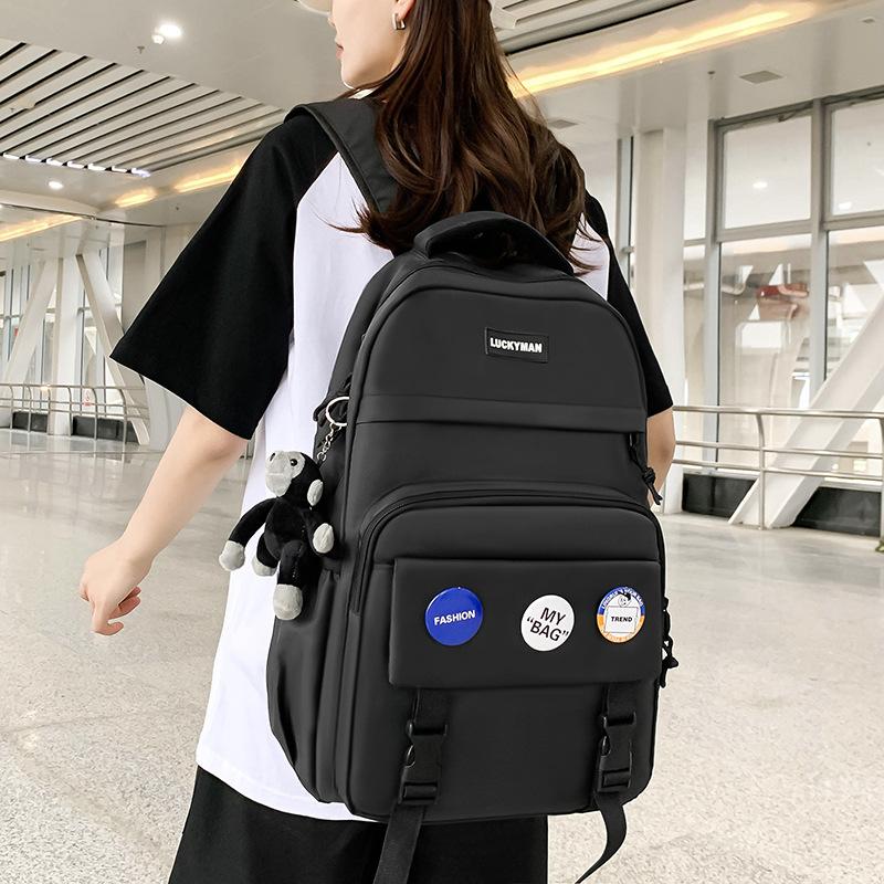 Schoolbag Backpack Male Korean ins Trendy Brand University High School Student Large Capacity Backpack Female Junior High School Student Class Bag