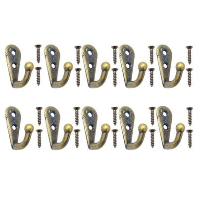 10pcs Retro Hook European Mini Hook Bronze Clasp Hangers for Clothes Keys Hat Towel Robe Hooks