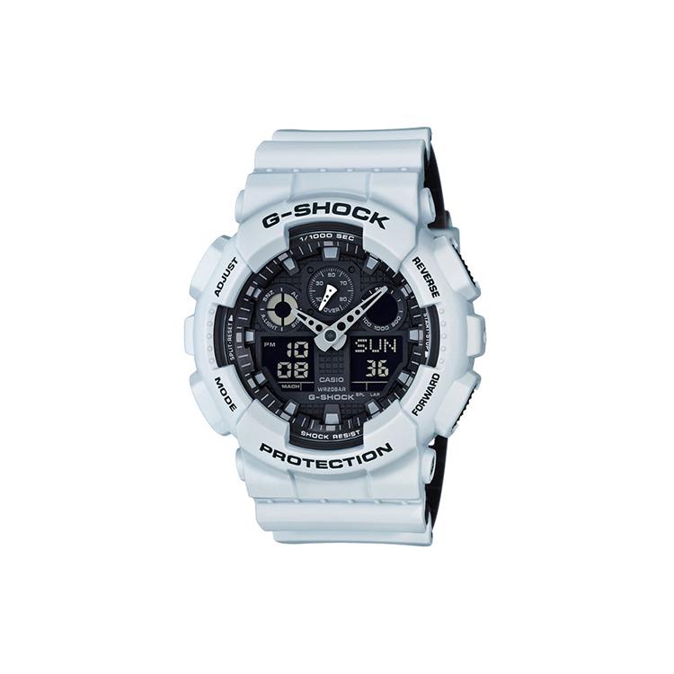 

CASIO Men Liquid Crystal/Analog Dual Display Series Black Watch GA-100L-7A GA-100L-7A White Strap