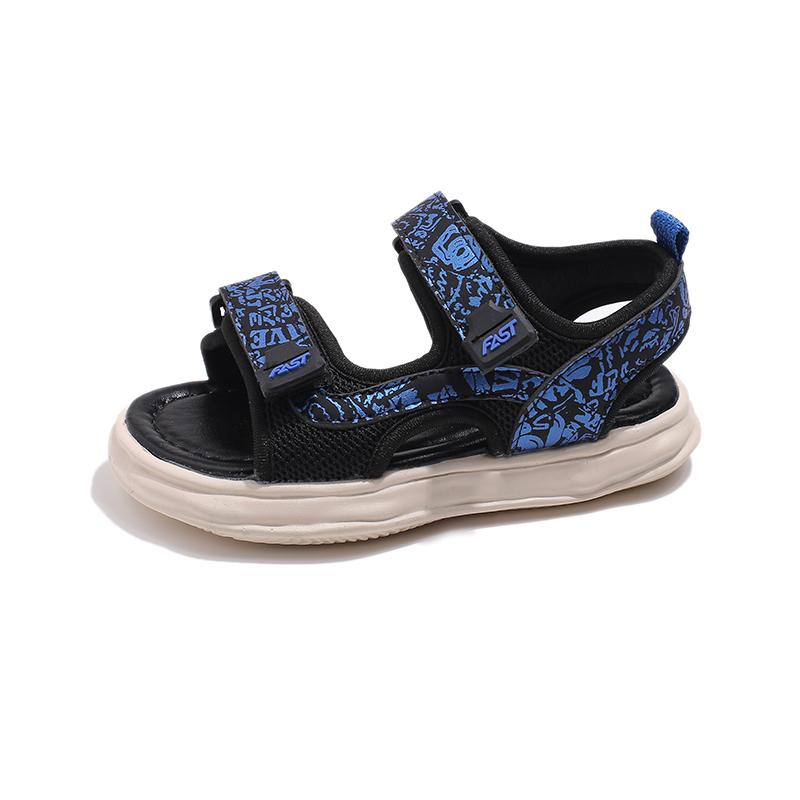 

Повседневные сандалии для мальчиков, детские спортивные сандалии для детей, школьников, детская мода, открытые носки, нескользящие, красочные принты 26 синий