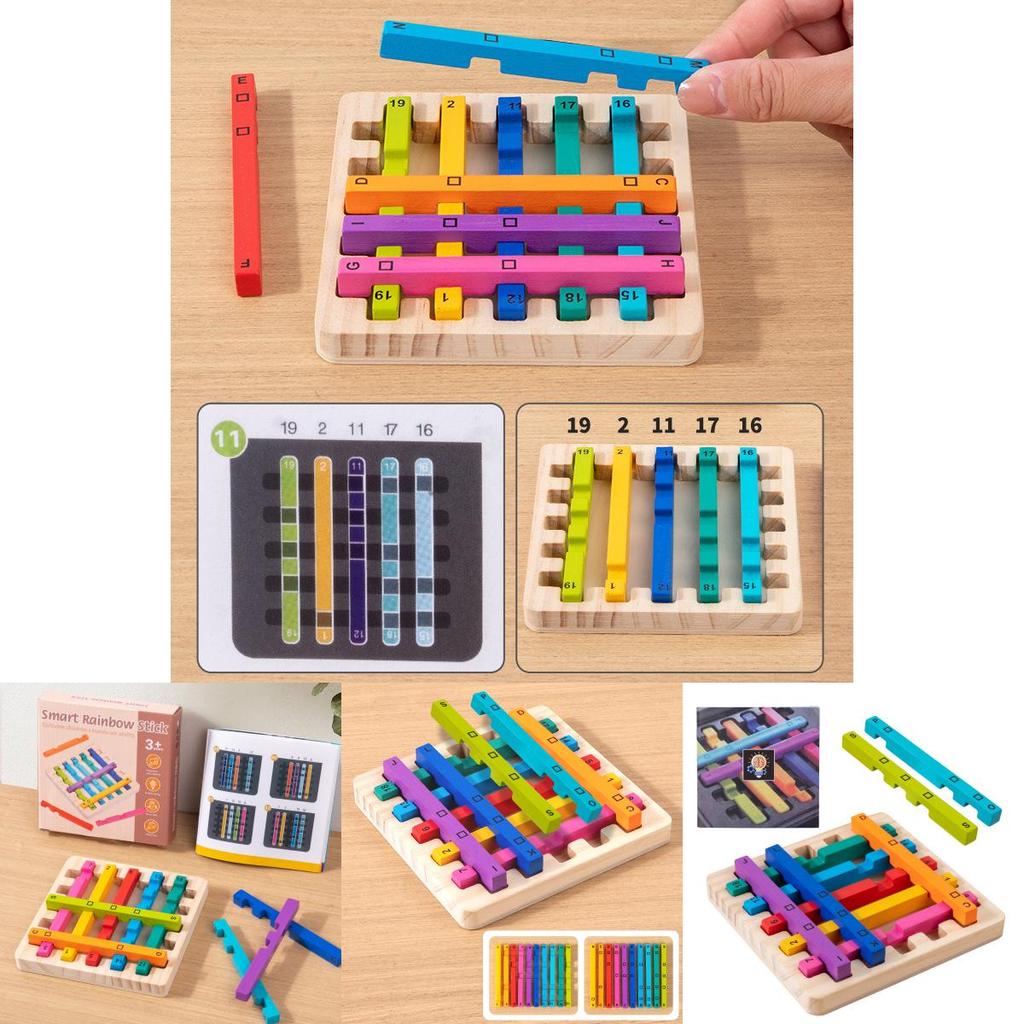 Wooden Rainbow Sticks Puzzle Toy For Kids Brain Teaser Logic Development And Educational Play