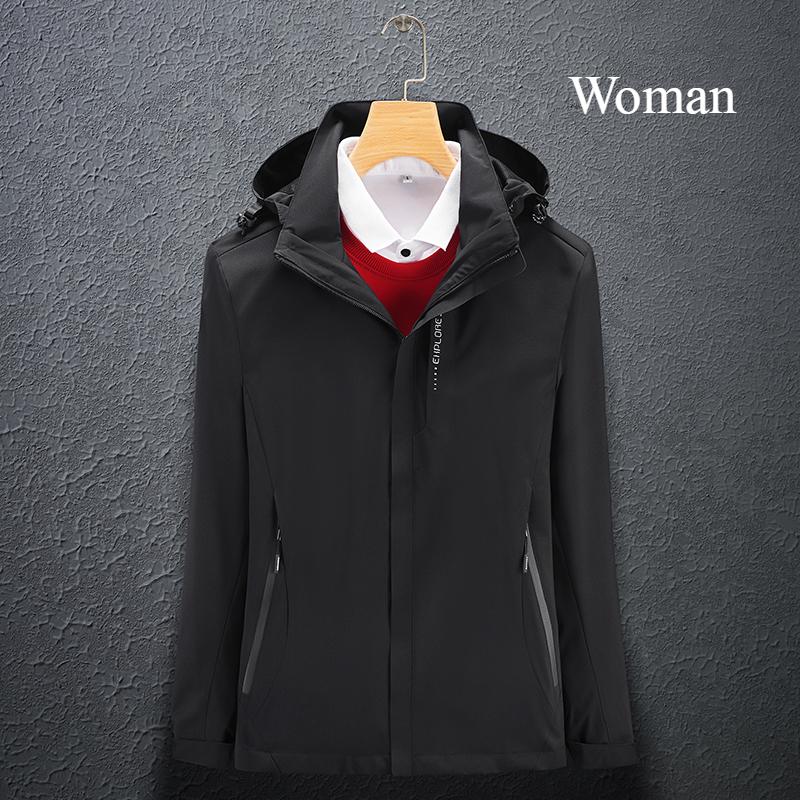 Solid Color Couple Hooded Jacket Unisex Waterproof Windbreaker Windproof Outdoor Hiking Jacket Coat for Spring Autumn