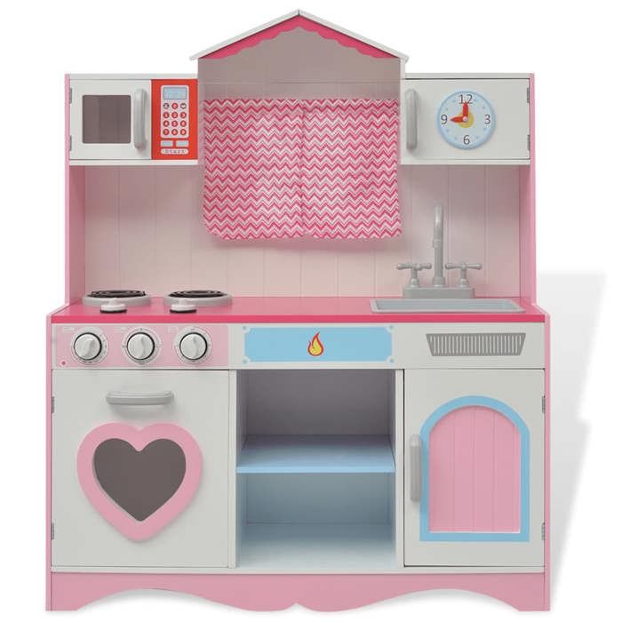VidaXL Cuisine jouet 82 x 30 x 100 cm Bois Rose et blanc