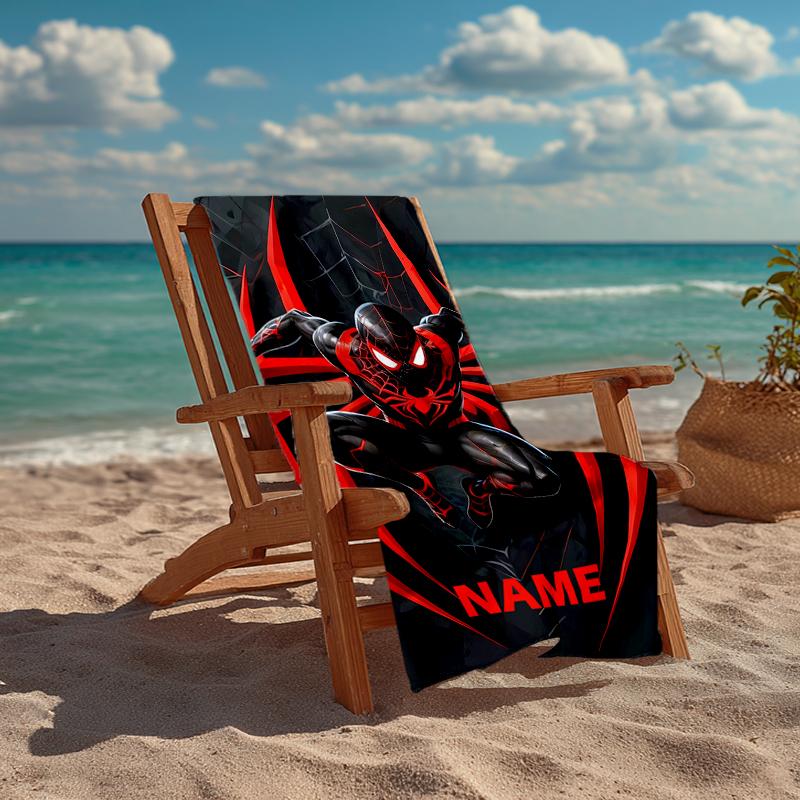 Custom Name Ultra-Soft Beach Towel with Spider Man Theme,Ideal for Pool - Camping, Diving - Perfect Travel Essential, Vibrant Beach Towel.