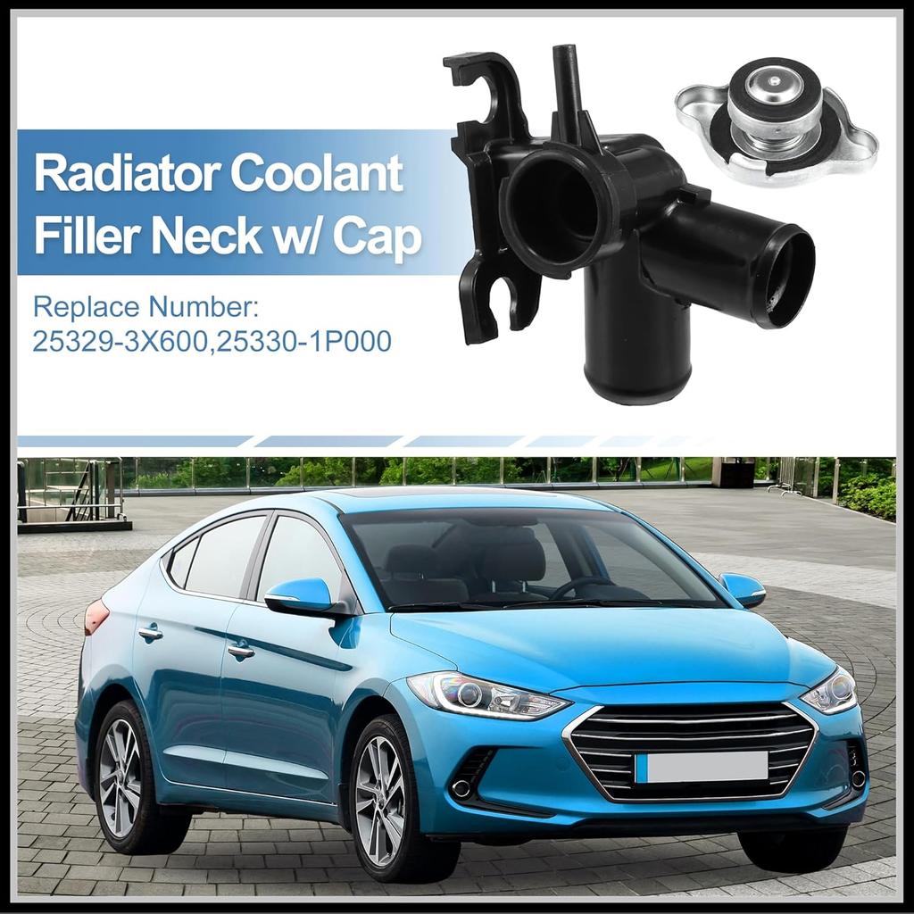 Kühler-Einfüllstutzen mit vollständig dichtem Verschluss als Ersatzteil für Hyundai Elantra 11-16 für Kia Forte 14-18, Nr. 25329-3X600/25330-1P000 Kunststoff Schwarz