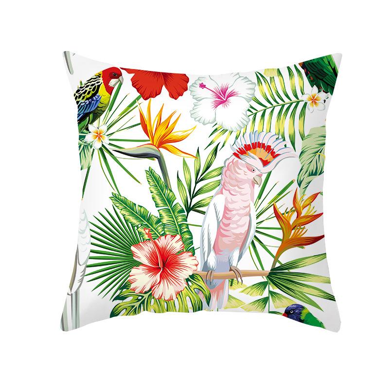 Peach Skin Printed Pillowcase Small Fresh Nordic Green Plant Sofa Cushion Cushion Cover Home Supplies