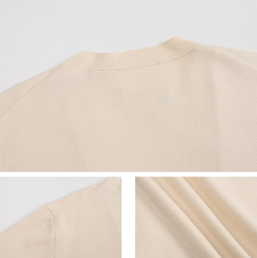 AMI Autumn and Winter New Little White Heart Alpaca Wool Blended Soft and Sticky Knitted Cardigan Round Neck Cloud Sweater Pocket Coat