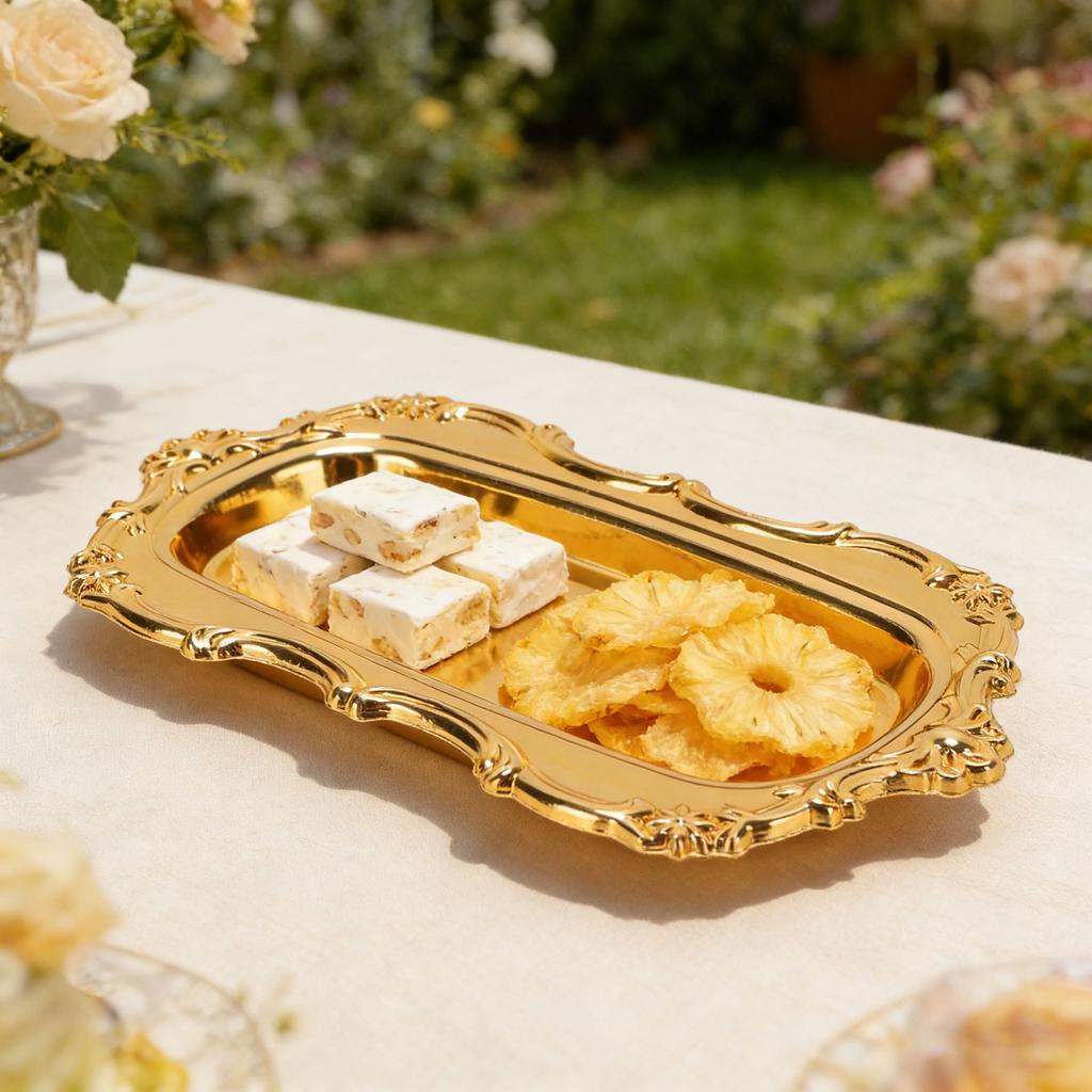 Vintage Jewelry Tray Multifunctional Exquisite Metal Decorative Tray for Dessert Fruit Snacks