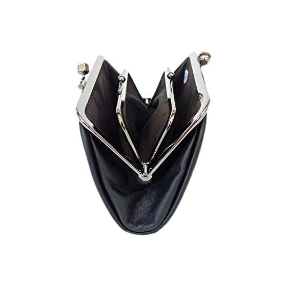 Inden-ya Inden Coin Purse 340 Parent-Child Gamaguchi Coin Case 1501 Red Deer Leather X Black Lacquer Grape Pattern 8.5cm (H) X 14.5cm (W) X 3.5cm (D)