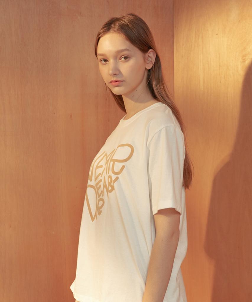 NEAR&DEAR Heart Logo Half Sleeve Shirt [White]