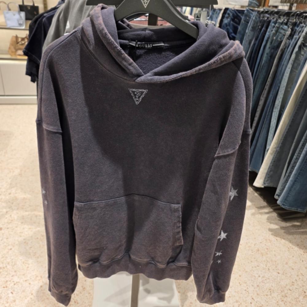 GUESS Star Hoodie Charcoal Grey Hyunjin Stray Kids Vintage Wash Unisex