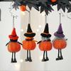 4PCS Halloween Decorations Gold-Threaded Pumpkin Witch Figurine Mini Hanging Ornaments