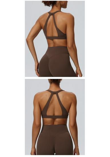 Women's Breathable Quick-Dry Halter Sports Bra with Chest Pads for Yoga and Fitness