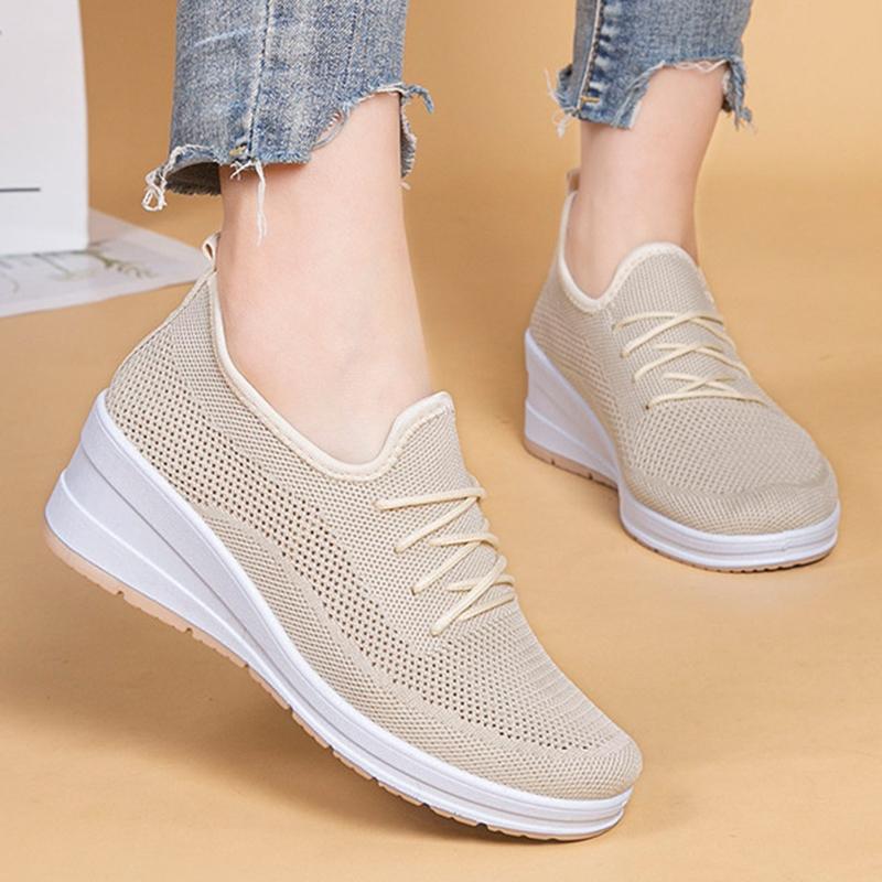 Fashion Rimocy Women's Casual White Wedge Sneakers Summer Comfortable Soft Sole Walking Shoes Woman Breathable Mesh Slip On Sports Shoes